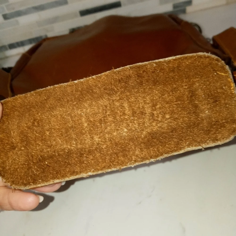 VINTAGE LAS VEGAS HILTON MEN'S LEATHER OFFICE ORGANIZER SATCHEL CARRY ON CAMEL